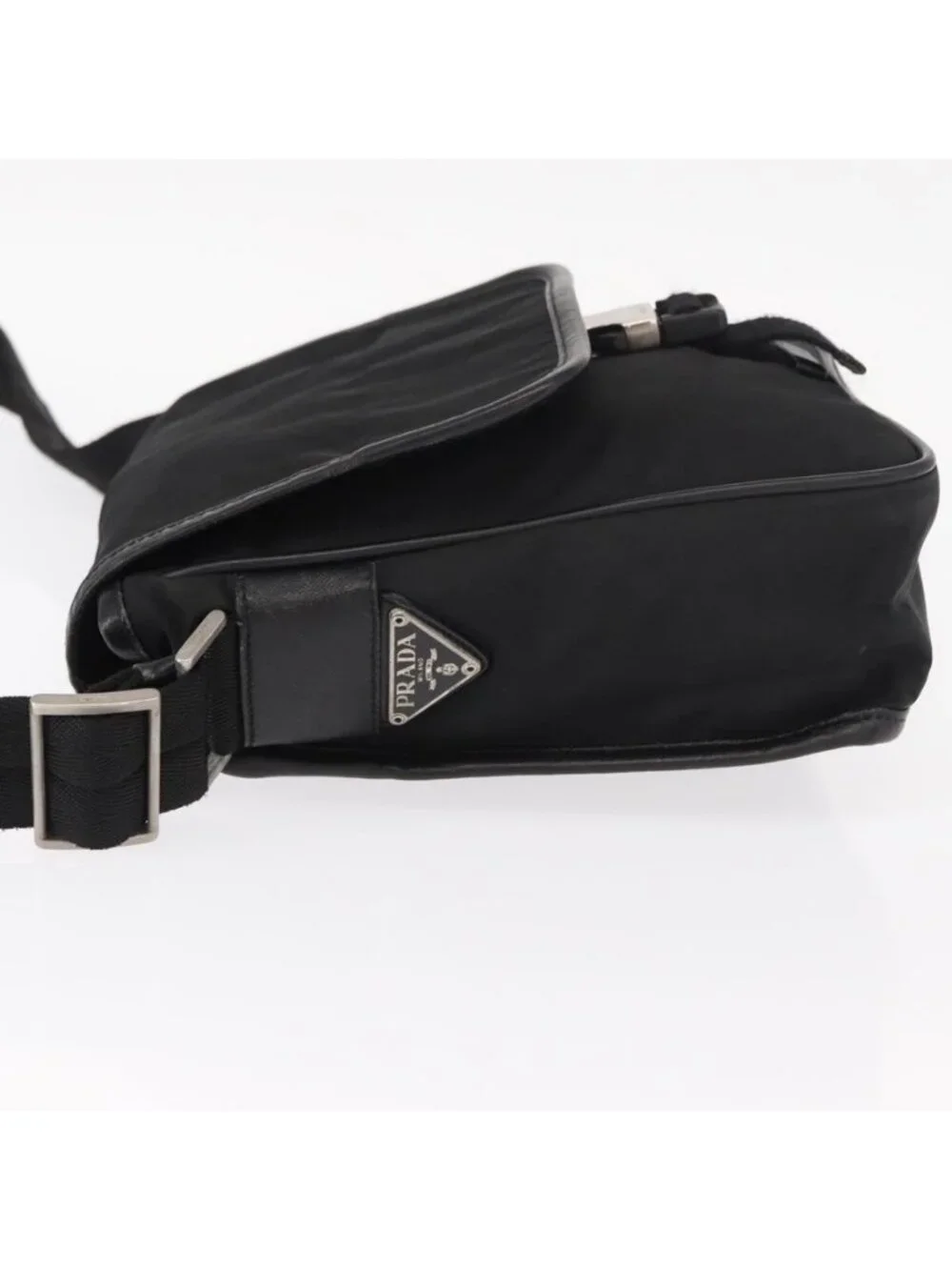 Authentic PRADA Shoulder Bag Nylon Black Silver - Picture 11 of 16